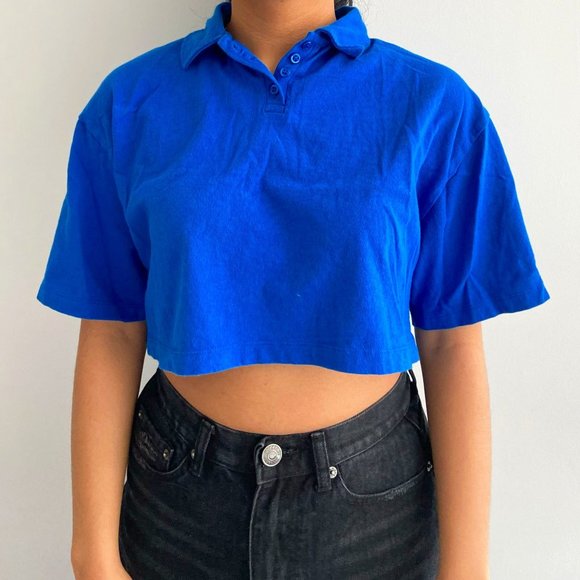 Topshop Cropped Polo Shirt - Picture 1 of 5